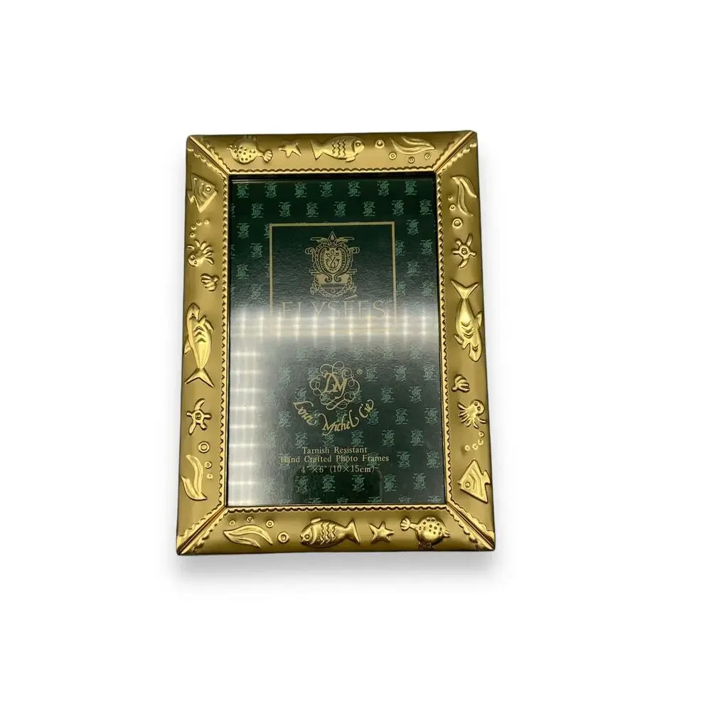Elysees Brass 4X6 Picture Frame Ocean Fish Shark Beach House Tarnish Resistant